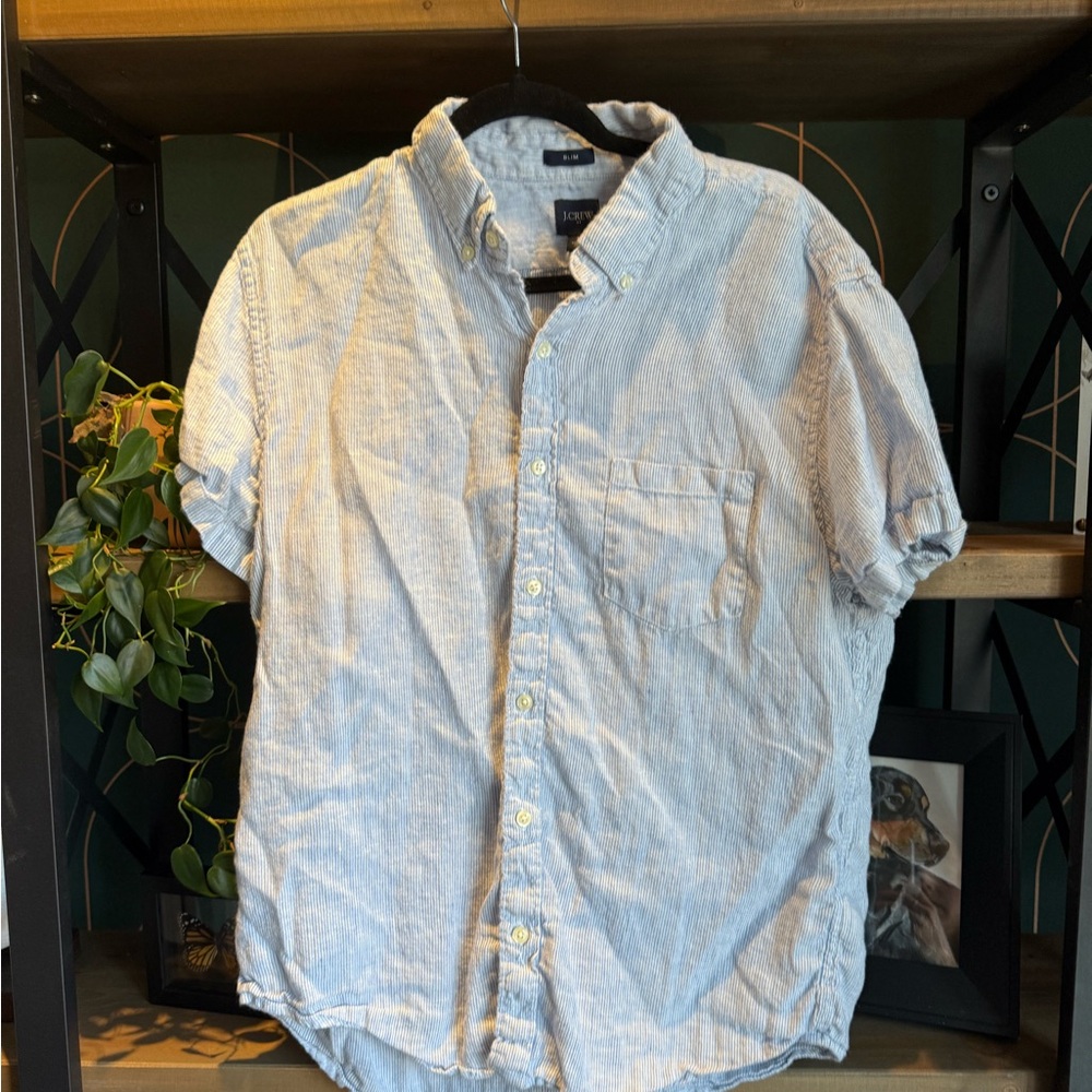 J. Crew Blue Casual Button Down Shirt Lightweight